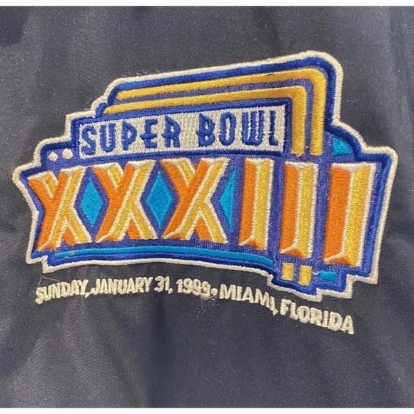 Vintage Pro Player Super Bowl XXXIII Jacket Broncos Falcons 33 NFL Mens Large - Picture 3 of 6